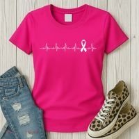 Breast Cancer Heartbeat Pulse Women's T-Shirt thumb 3
