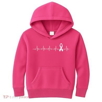 Breast Cancer Heartbeat Pulse Kids Hoodie