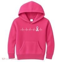 Breast Cancer Heartbeat Pulse Kids Hoodie thumb 0
