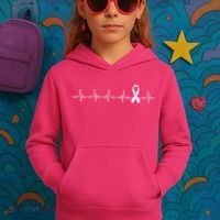 Breast Cancer Heartbeat Pulse Kids Hoodie thumb 3