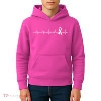 Breast Cancer Heartbeat Pulse Kids Hoodie thumb 4