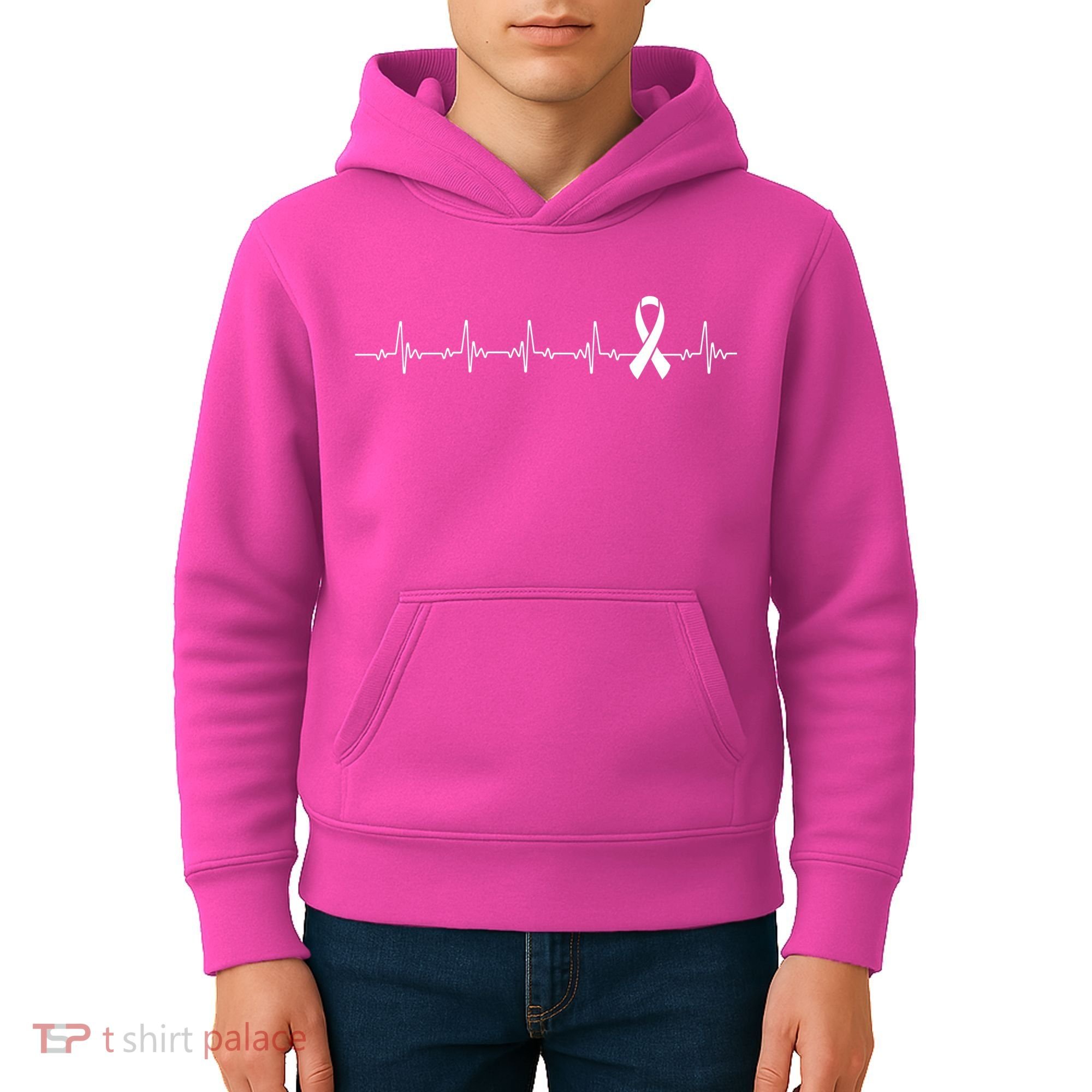 Breast Cancer Heartbeat Pulse Kids Hoodie