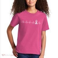 Breast Cancer Heartbeat Pulse Kids T-Shirt thumb 2