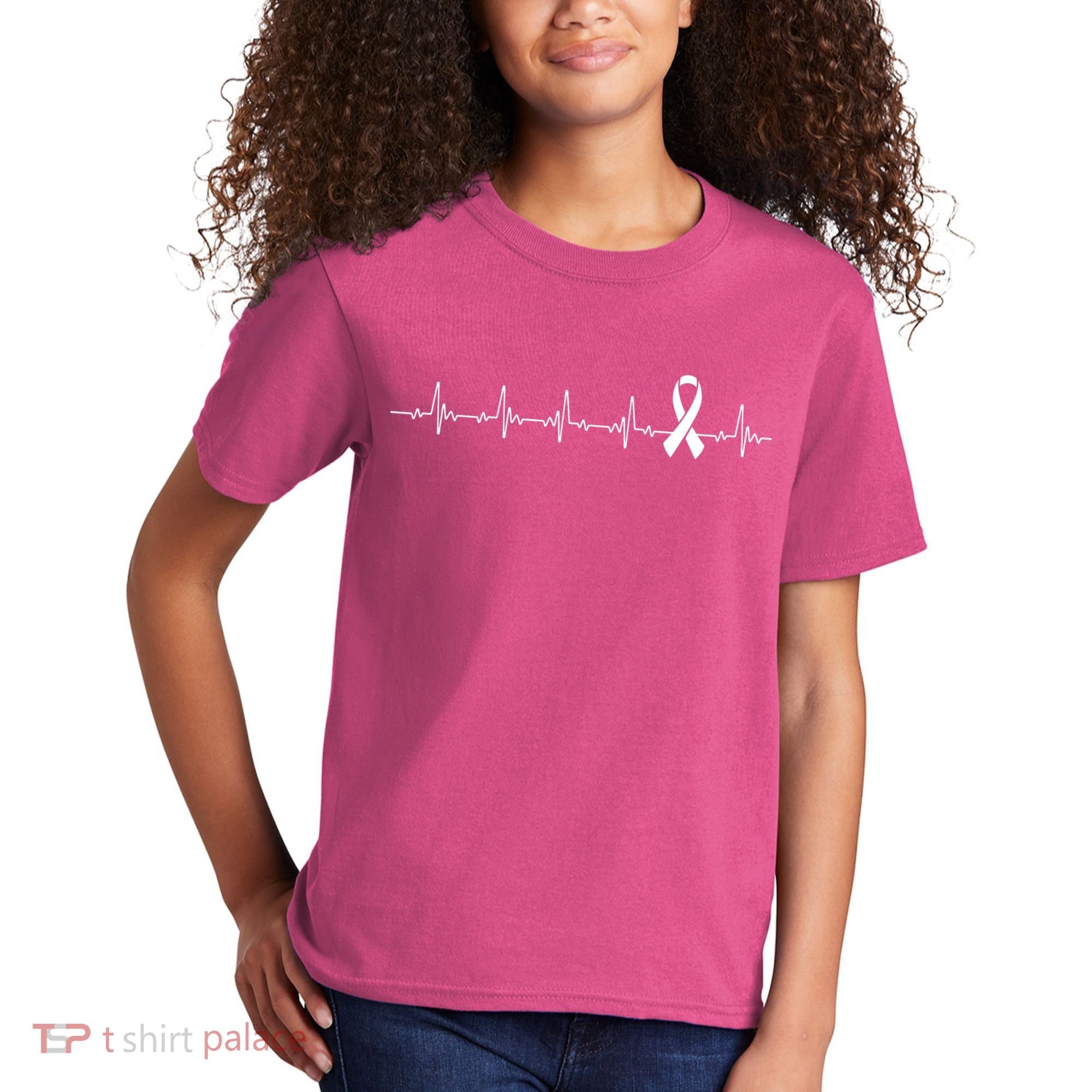 Breast Cancer Heartbeat Pulse Kids T-Shirt