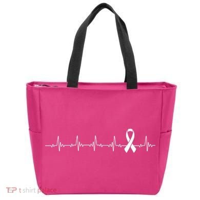 Breast Cancer Heartbeat Pulse Tote Bag