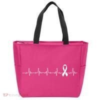 Breast Cancer Heartbeat Pulse Tote Bag thumb 0