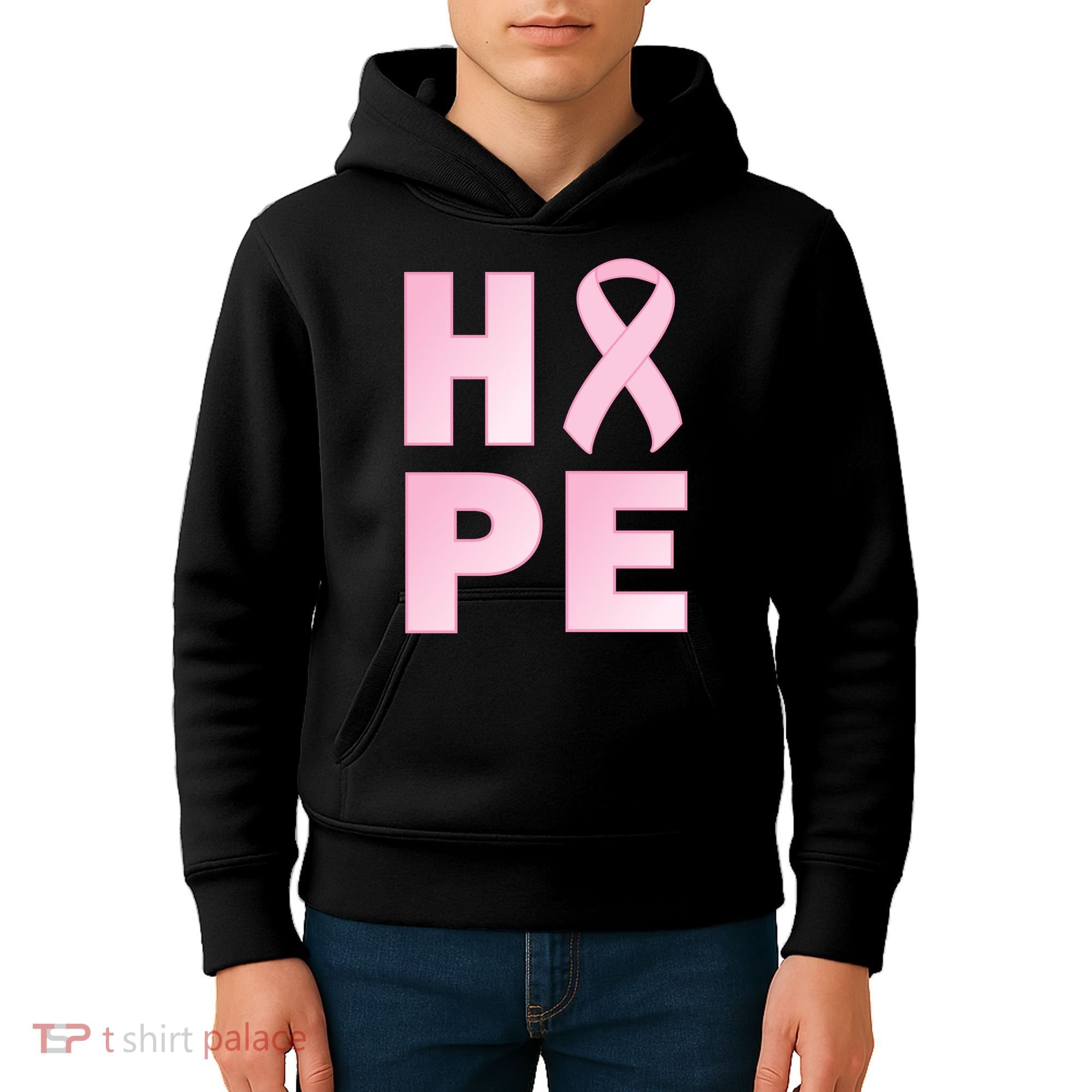 Breast Cancer Hope Fight Logo Kids Hoodie