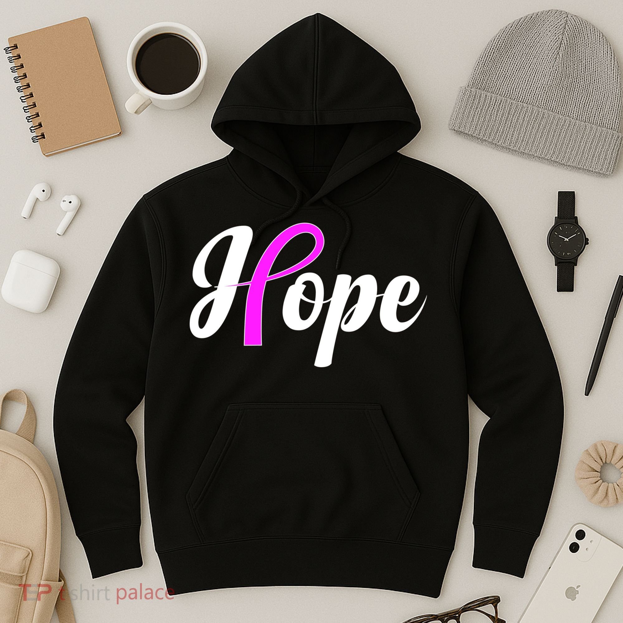 Breast Cancer Hope Ribbon Tribute Logo Hoodie