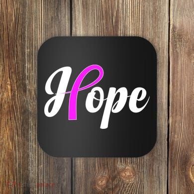 Breast Cancer Hope Ribbon Tribute Logo Coaster