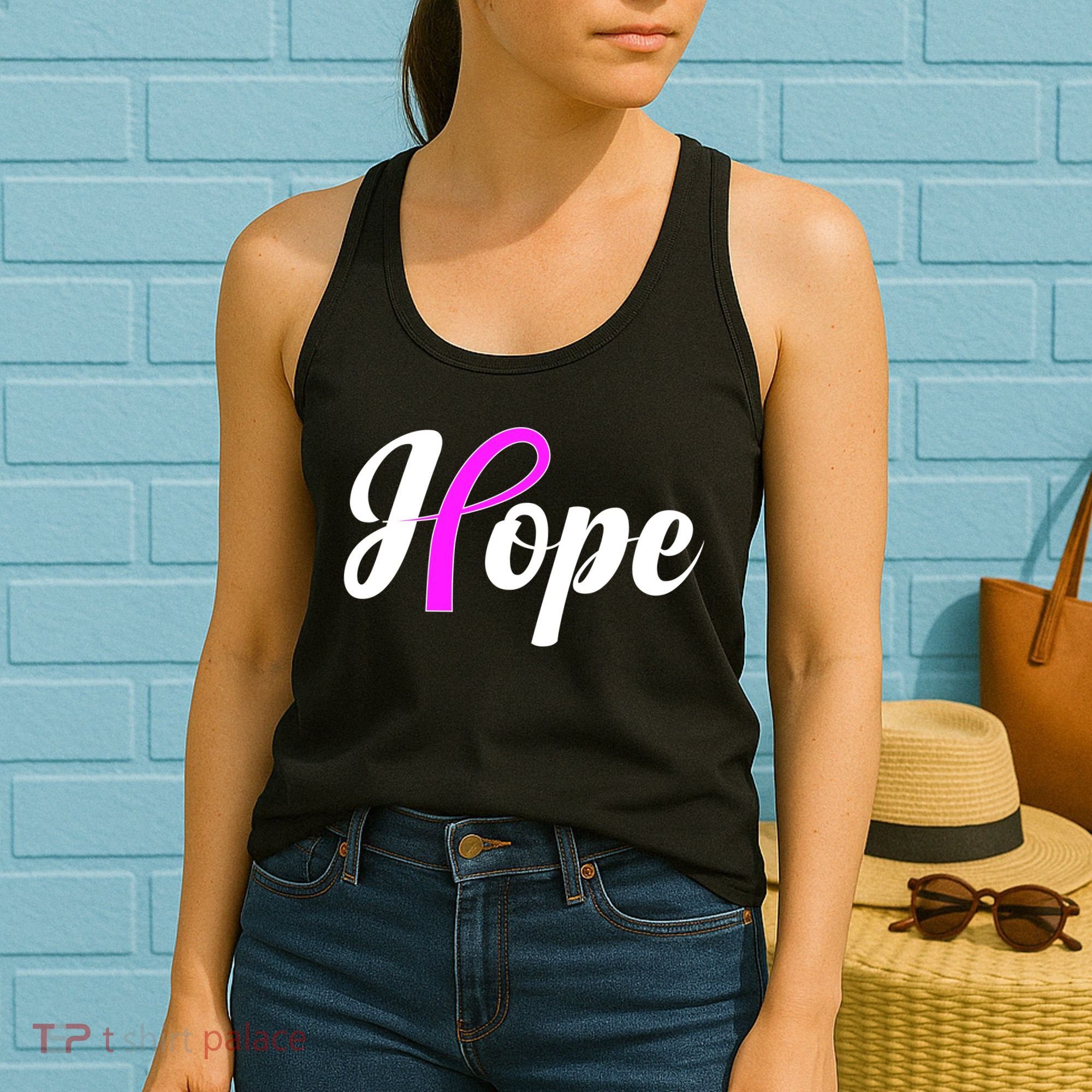 Breast Cancer Hope Ribbon Tribute Logo Women's Tank Top