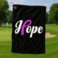 Breast Cancer Hope Ribbon Tribute Logo Golf Towel thumb 1