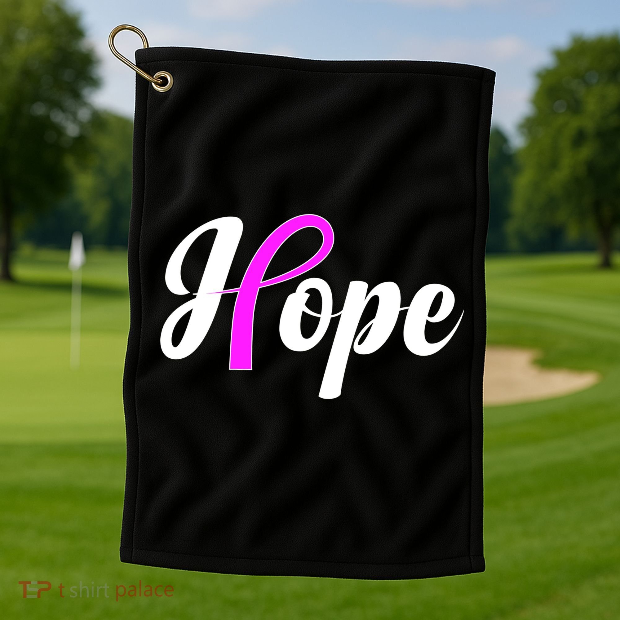 Breast Cancer Hope Ribbon Tribute Logo Golf Towel