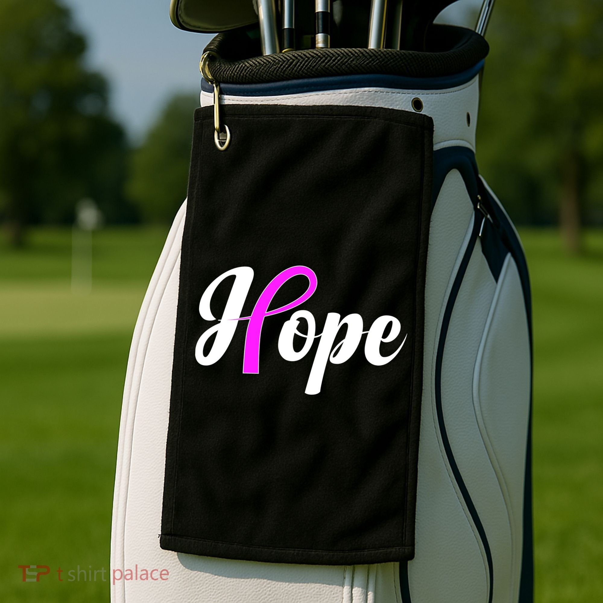 Breast Cancer Hope Ribbon Tribute Logo Golf Towel