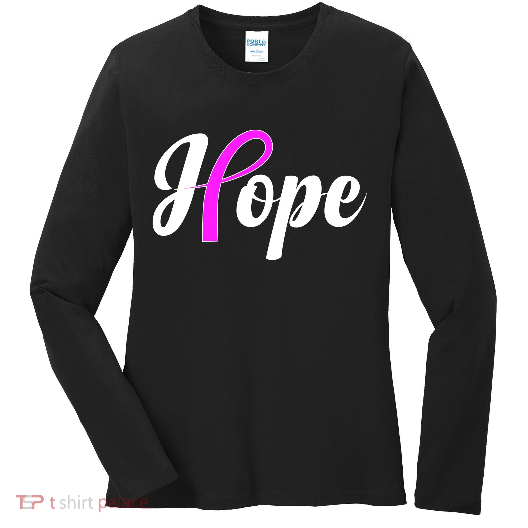 Breast Cancer Hope Ribbon Tribute Logo Women's Long Sleeve Shirt