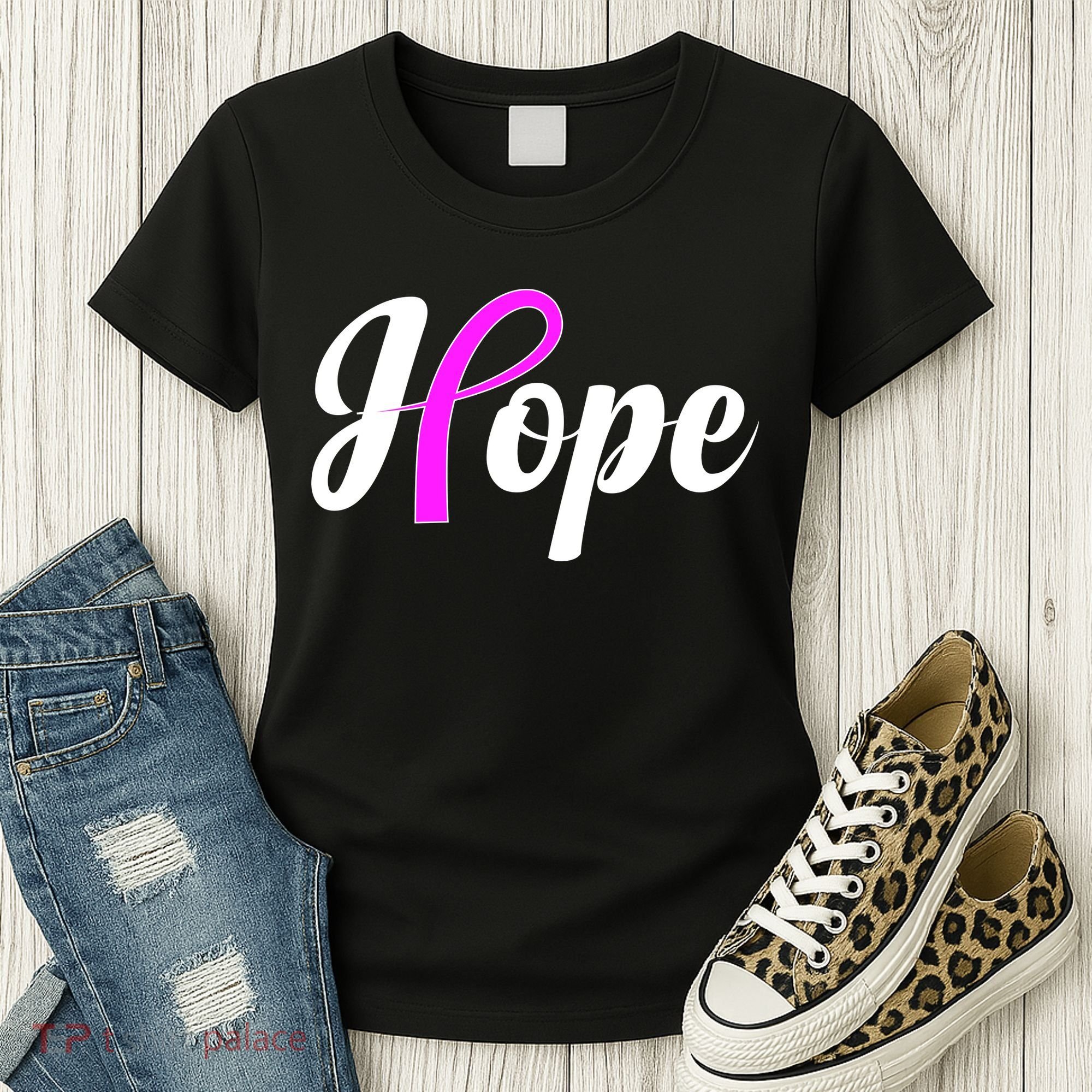Breast Cancer Hope Ribbon Tribute Logo Women's T-Shirt