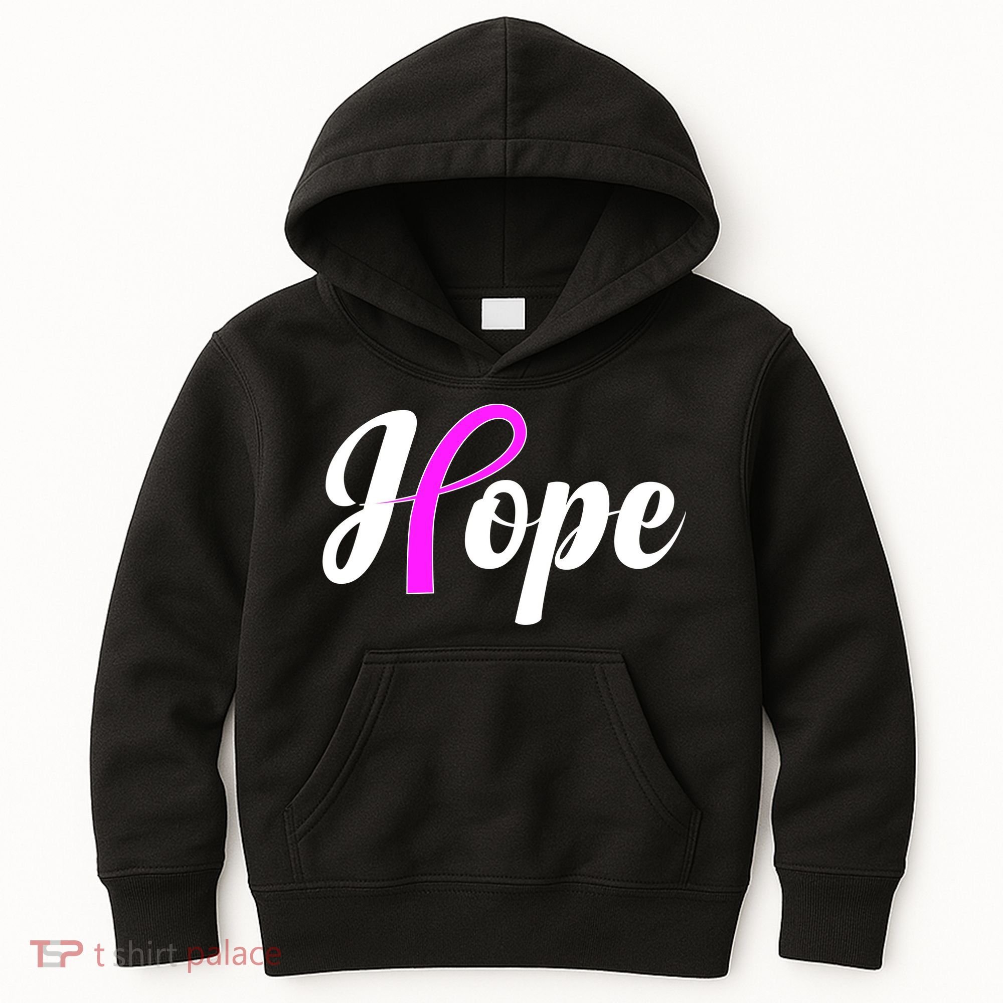 Breast Cancer Hope Ribbon Tribute Logo Kids Hoodie