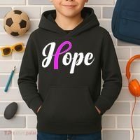 Breast Cancer Hope Ribbon Tribute Logo Kids Hoodie thumb 2