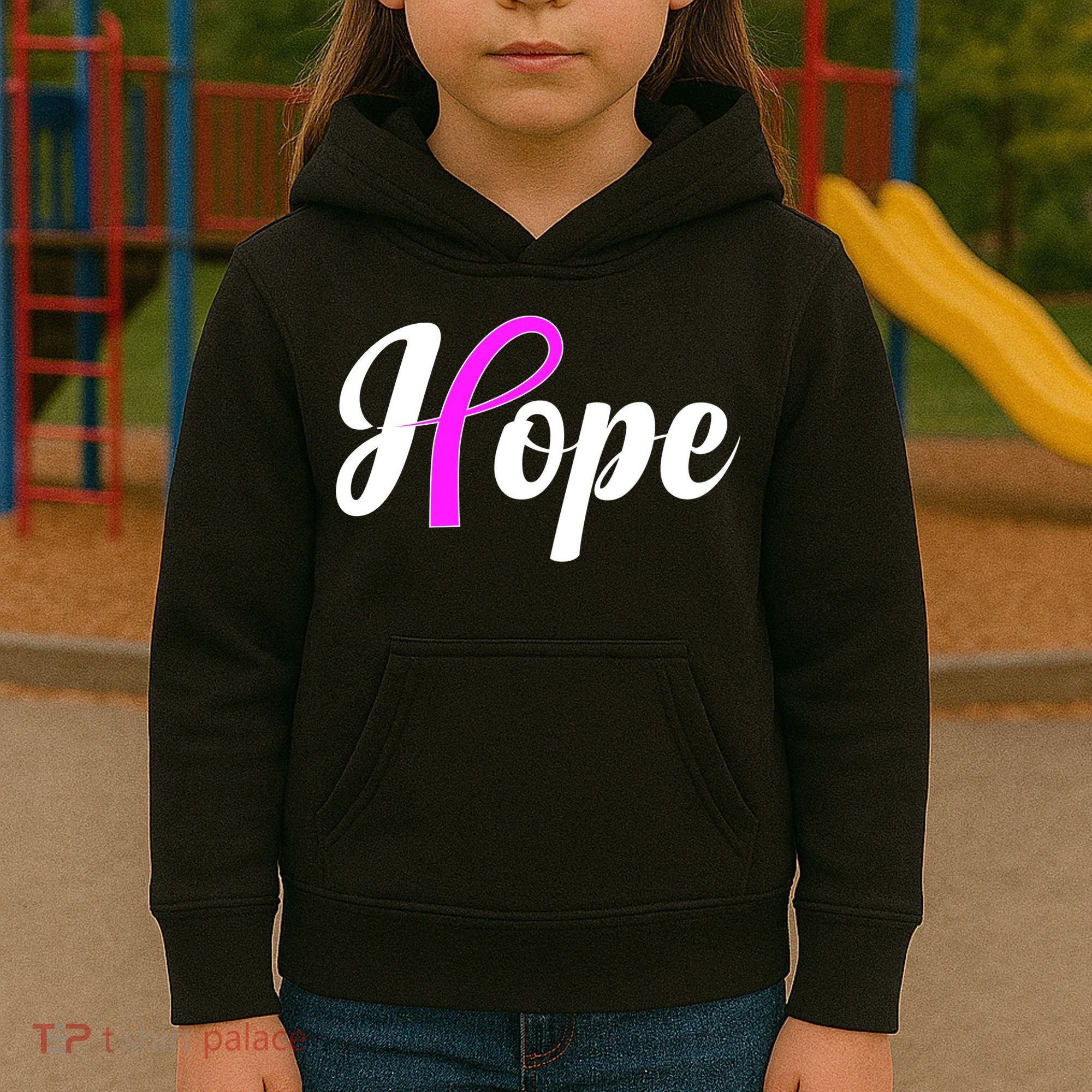 Breast Cancer Hope Ribbon Tribute Logo Kids Hoodie