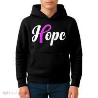 Breast Cancer Hope Ribbon Tribute Logo Kids Hoodie thumb 4