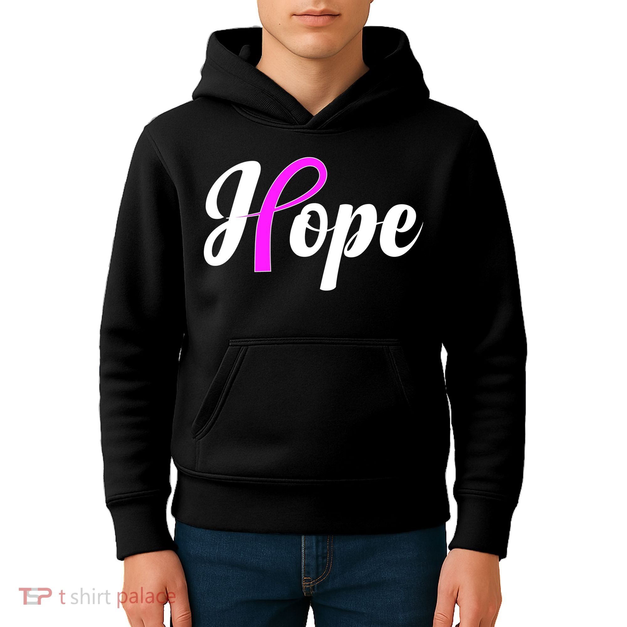 Breast Cancer Hope Ribbon Tribute Logo Kids Hoodie