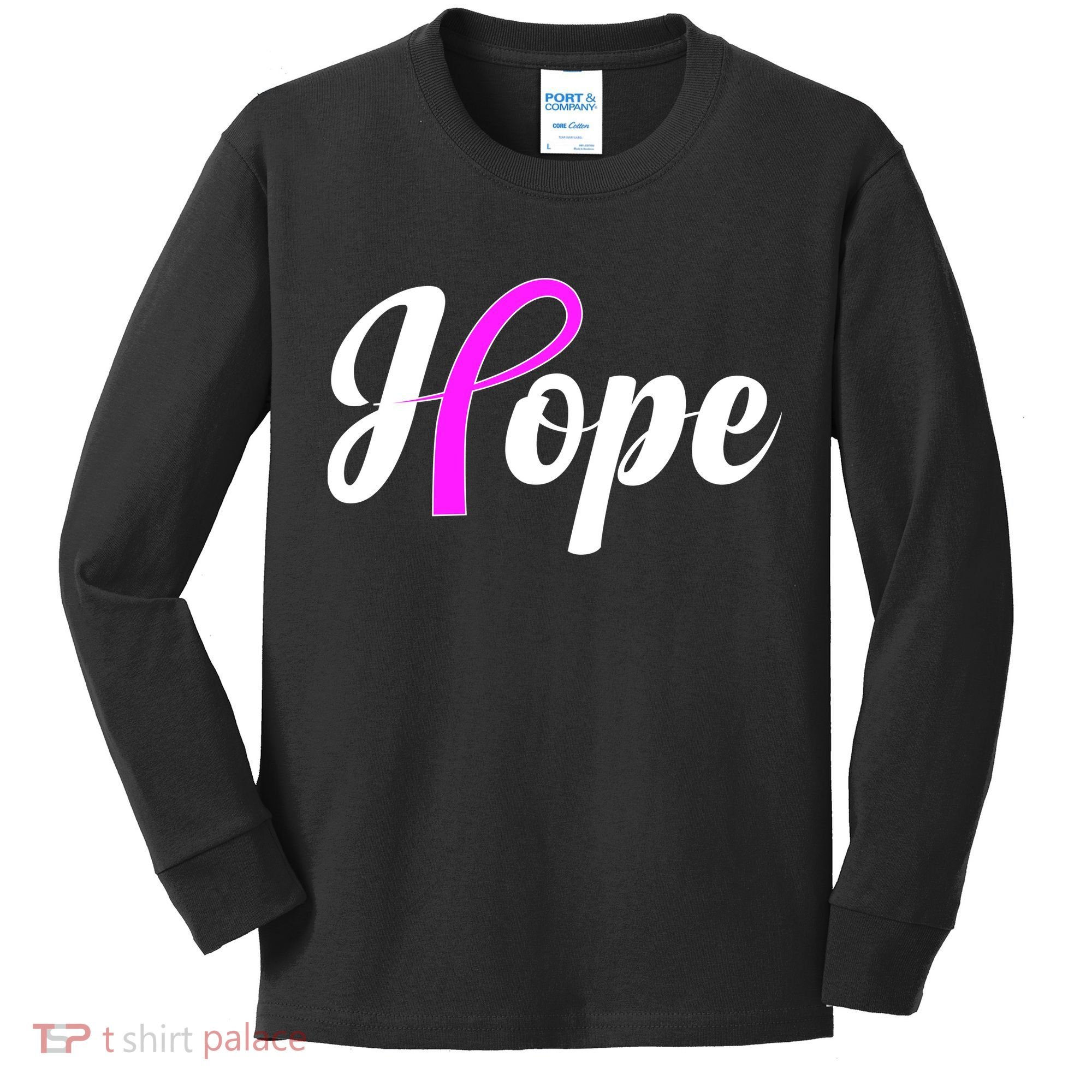 Breast Cancer Hope Ribbon Tribute Logo Kids Long Sleeve Shirt