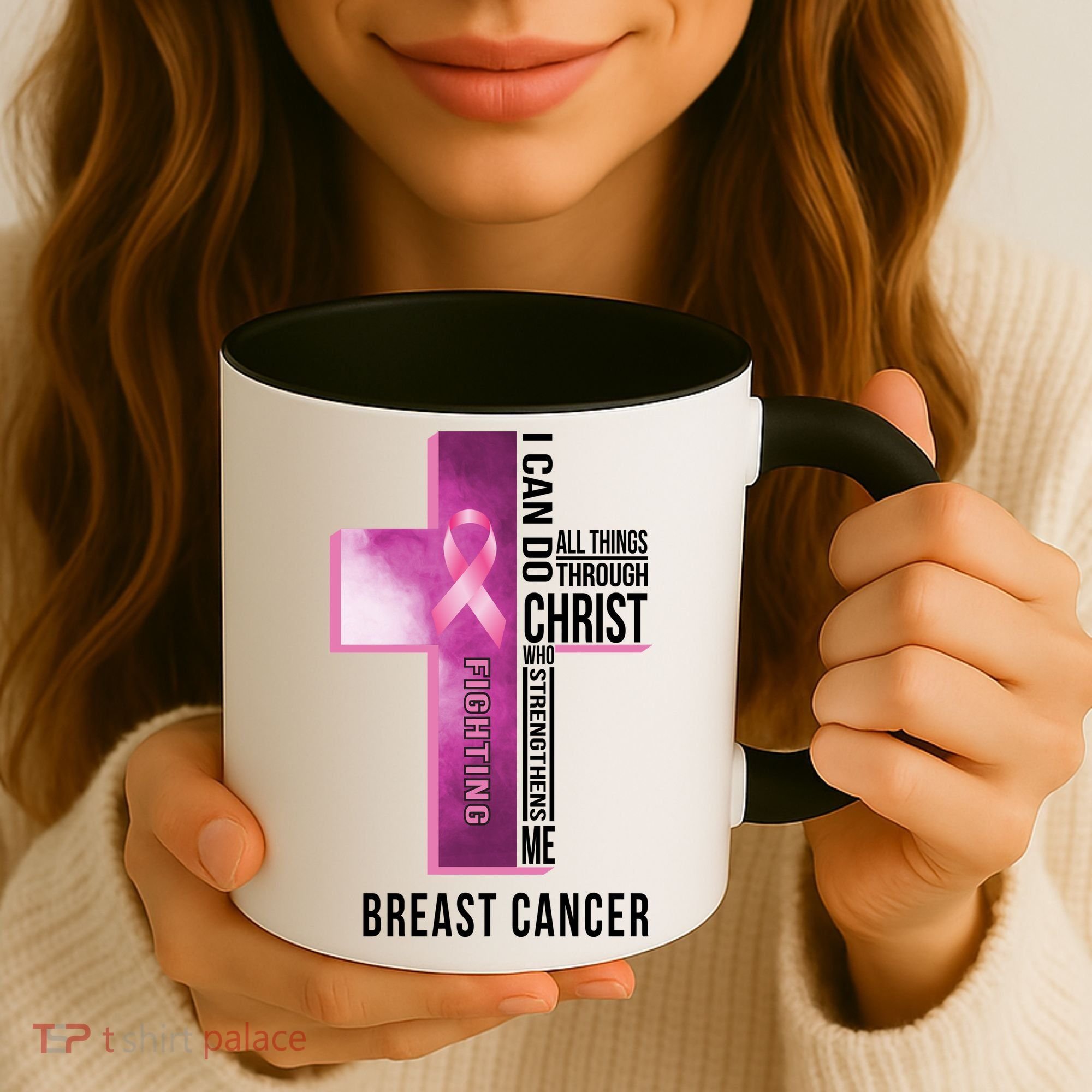 Breast Cancer I Can Do All Thing Through Christ Coffee Mug