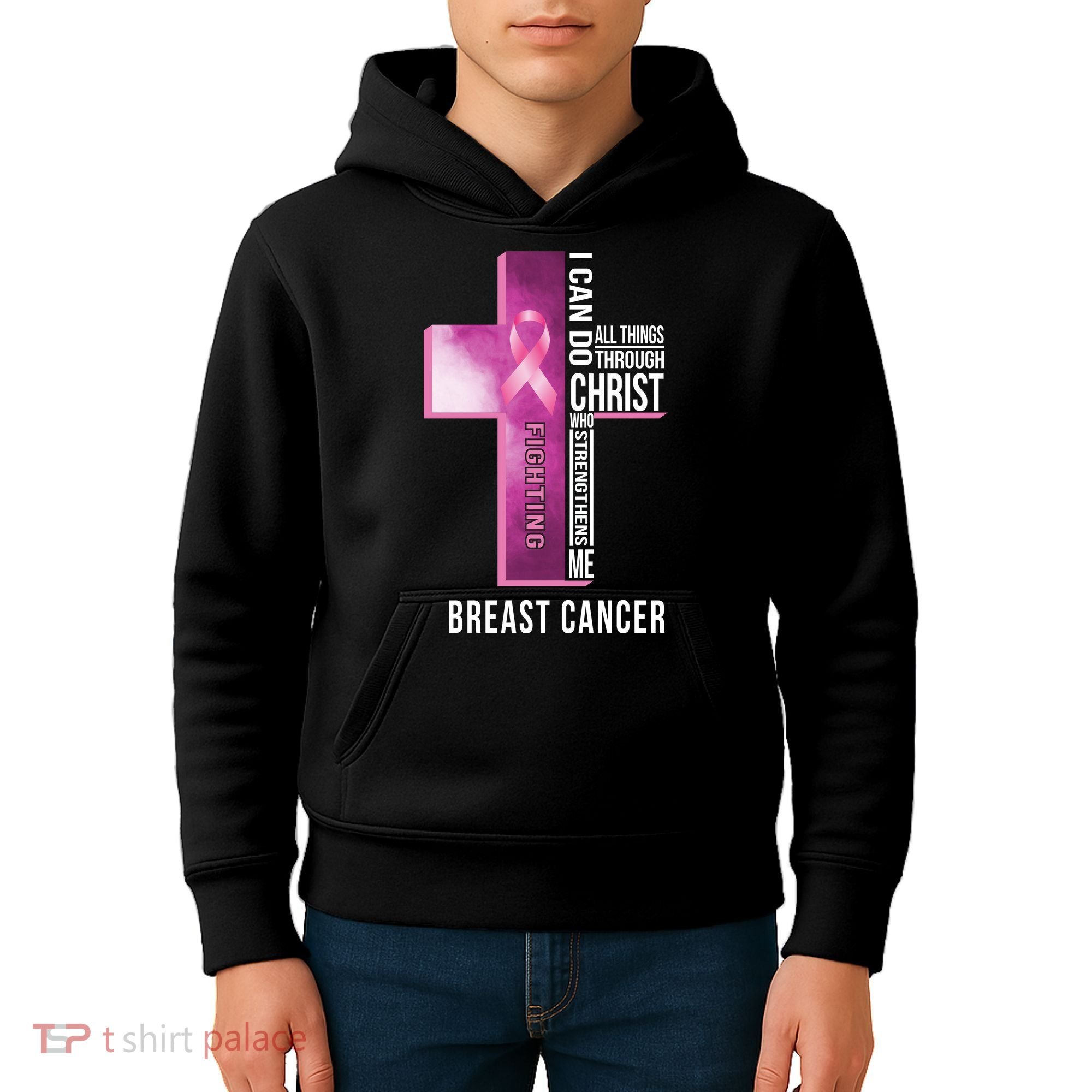 Breast Cancer I Can Do All Thing Through Christ Kids Hoodie