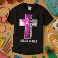Breast Cancer I Can Do All Thing Through Christ Kids T-Shirt thumb 3