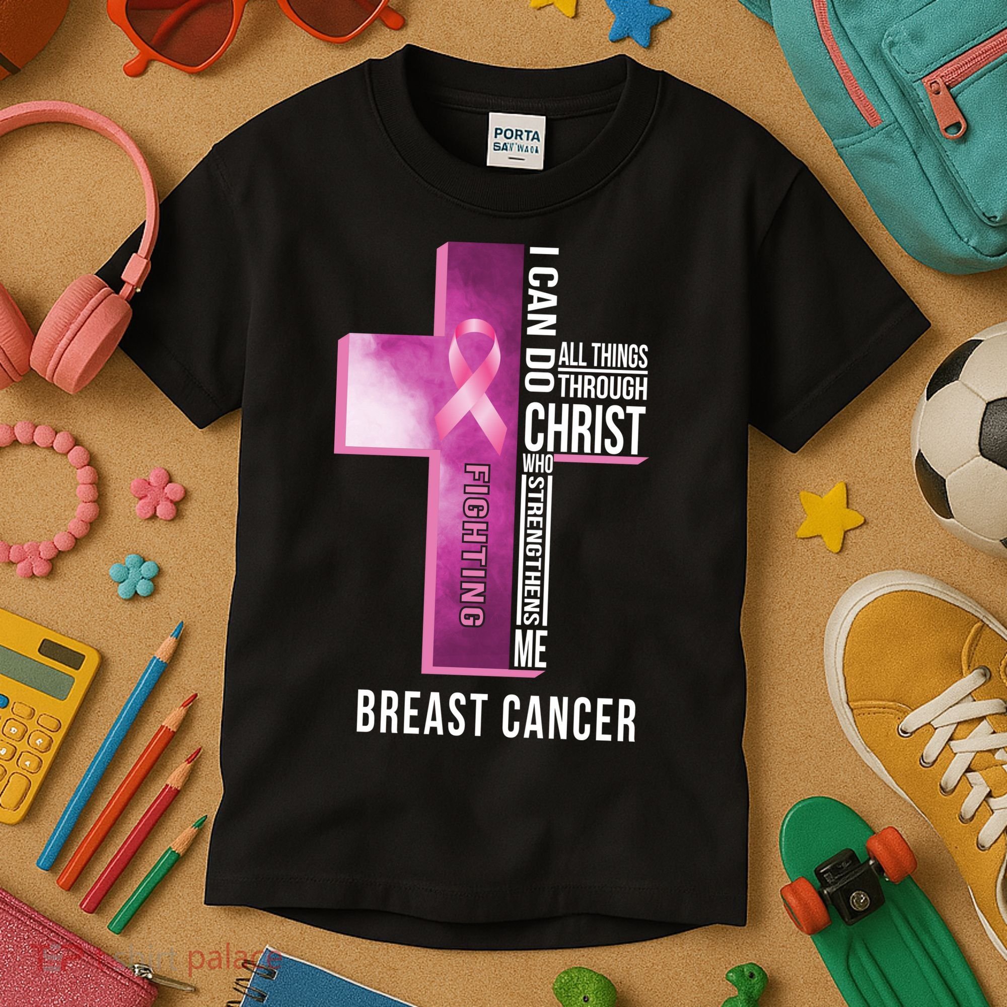 Breast Cancer I Can Do All Thing Through Christ Kids T-Shirt
