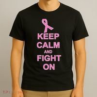 Breast Cancer Keep Calm And Fight On T-Shirt thumb 3