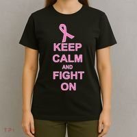 Breast Cancer Keep Calm And Fight On T-Shirt thumb 4