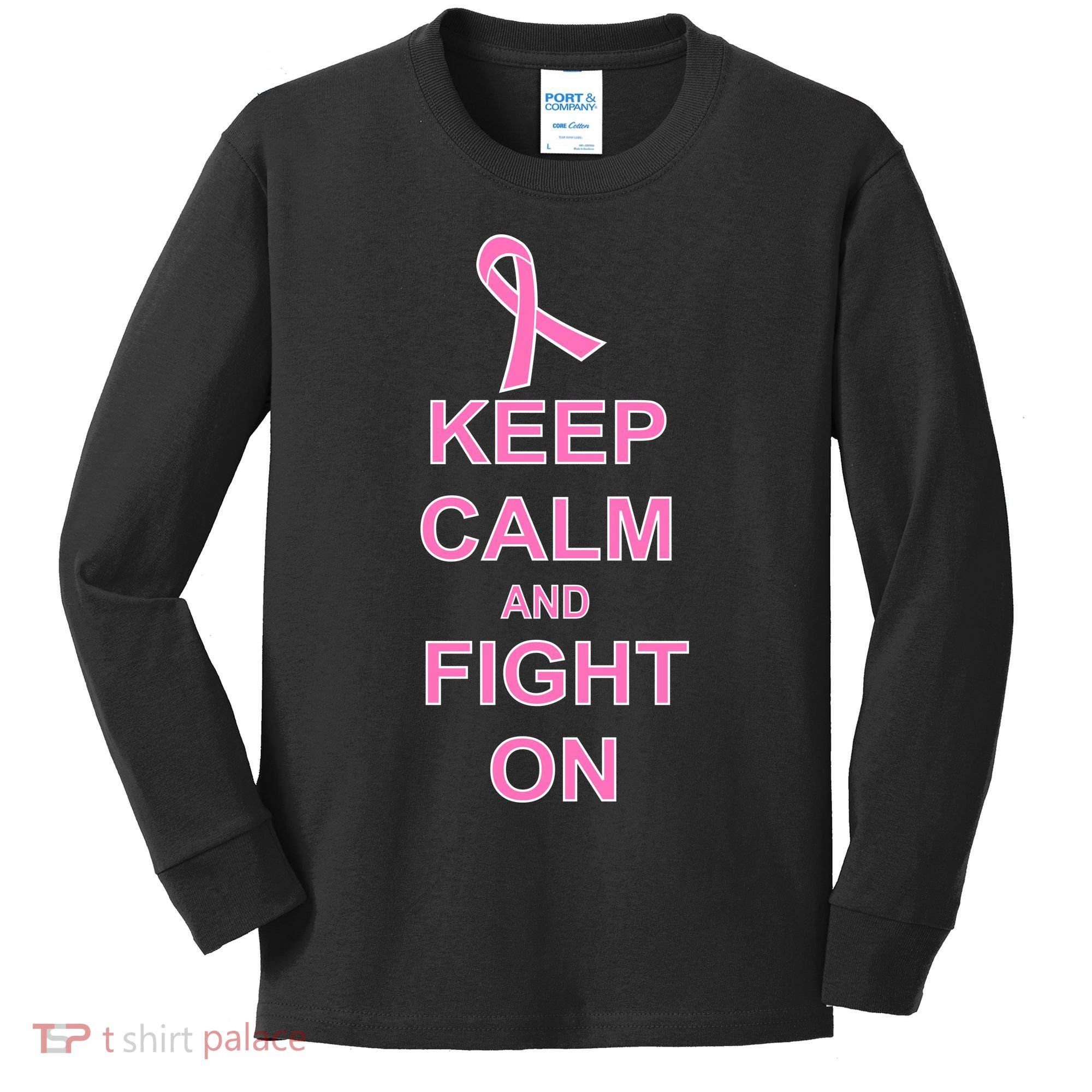Breast Cancer Keep Calm And Fight On Kids Long Sleeve Shirt