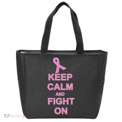 Breast Cancer Keep Calm And Fight On Tote Bag