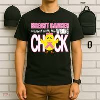 Breast Cancer Messed With The Wrong Chick T-Shirt thumb 6
