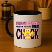 Breast Cancer Messed With The Wrong Chick Coffee Mug thumb 4