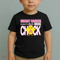 Breast Cancer Messed With The Wrong Chick Toddler T-Shirt thumb 2