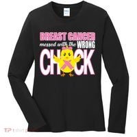 Breast Cancer Messed With The Wrong Chick Women's Long Sleeve Shirt thumb 0