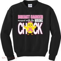 Breast Cancer Messed With The Wrong Chick Kids Sweatshirt thumb 0