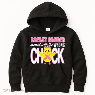 Breast Cancer Messed With The Wrong Chick Kids Hoodie