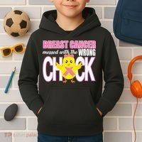 Breast Cancer Messed With The Wrong Chick Kids Hoodie thumb 2