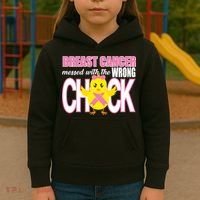 Breast Cancer Messed With The Wrong Chick Kids Hoodie thumb 3