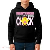 Breast Cancer Messed With The Wrong Chick Kids Hoodie thumb 4
