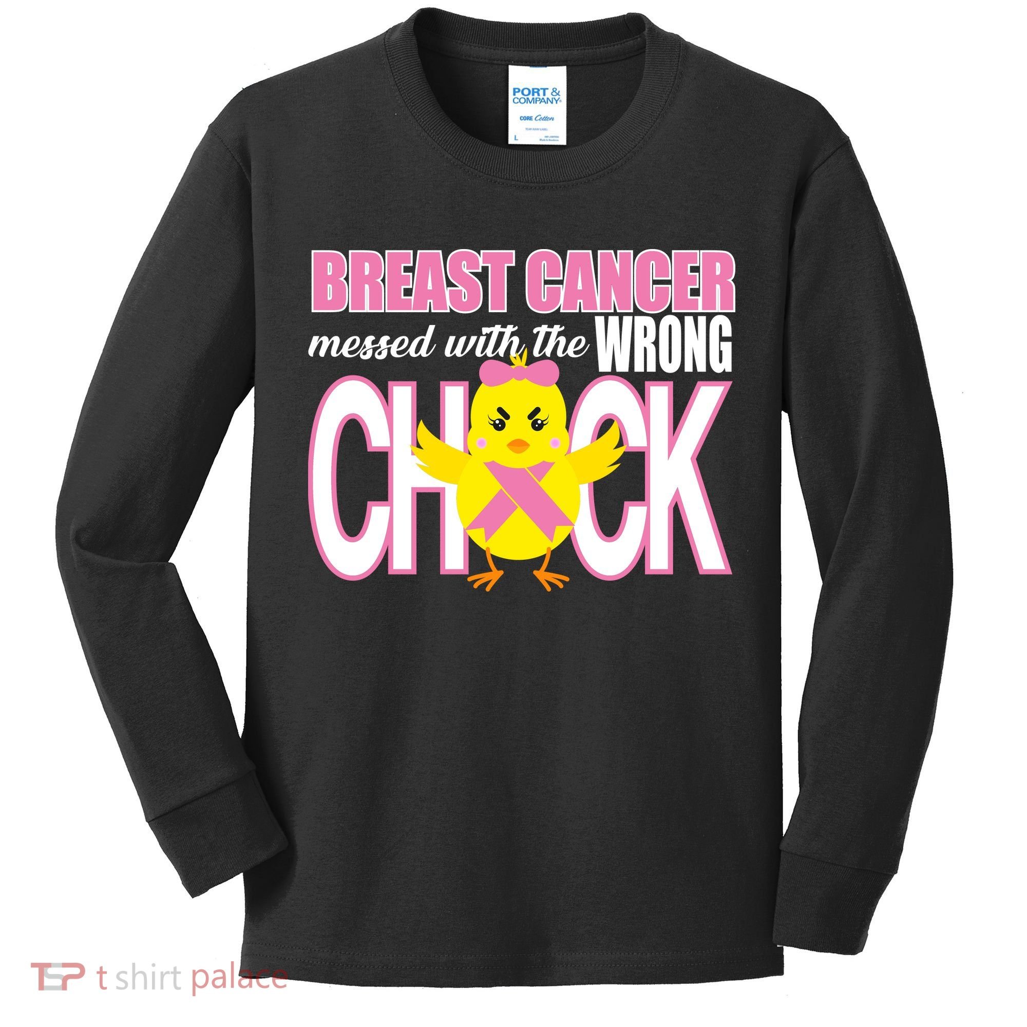 Breast Cancer Messed With The Wrong Chick Kids Long Sleeve Shirt