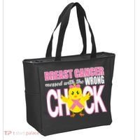 Breast Cancer Messed With The Wrong Chick Tote Bag thumb 2