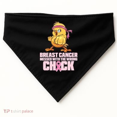 Breast Cancer Messed With The Wrong Chick Funny USA-Made Doggie Bandana