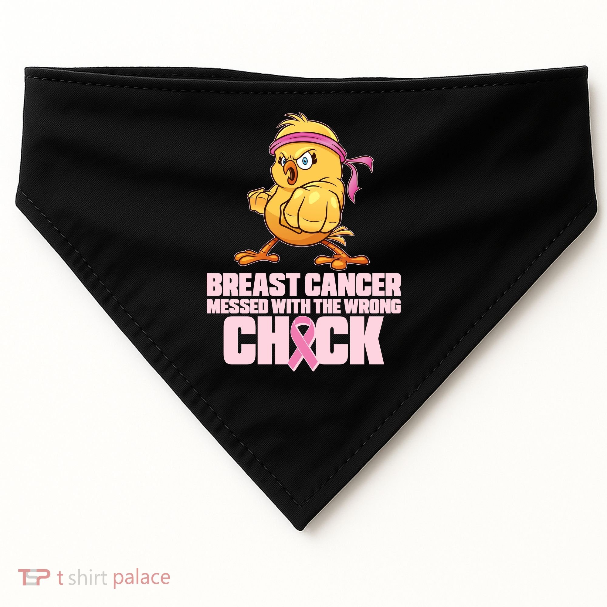 Breast Cancer Messed With The Wrong Chick Funny USA-Made Doggie Bandana