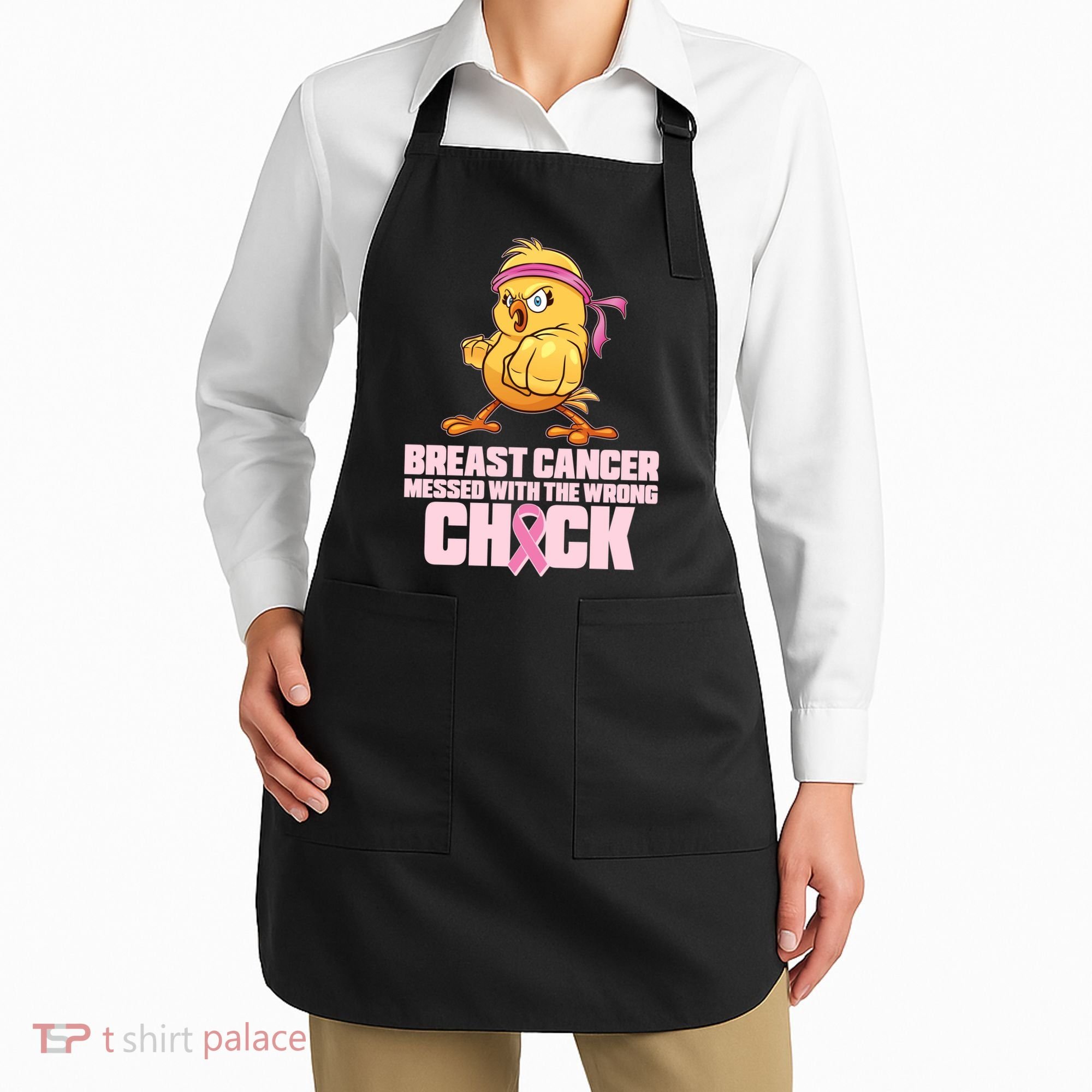 Breast Cancer Messed With The Wrong Chick Funny Apron