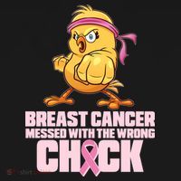 Breast Cancer Messed With The Wrong Chick Funny Button thumb 1