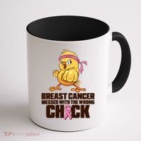 Breast Cancer Messed With The Wrong Chick Funny Coffee Mug thumb 1