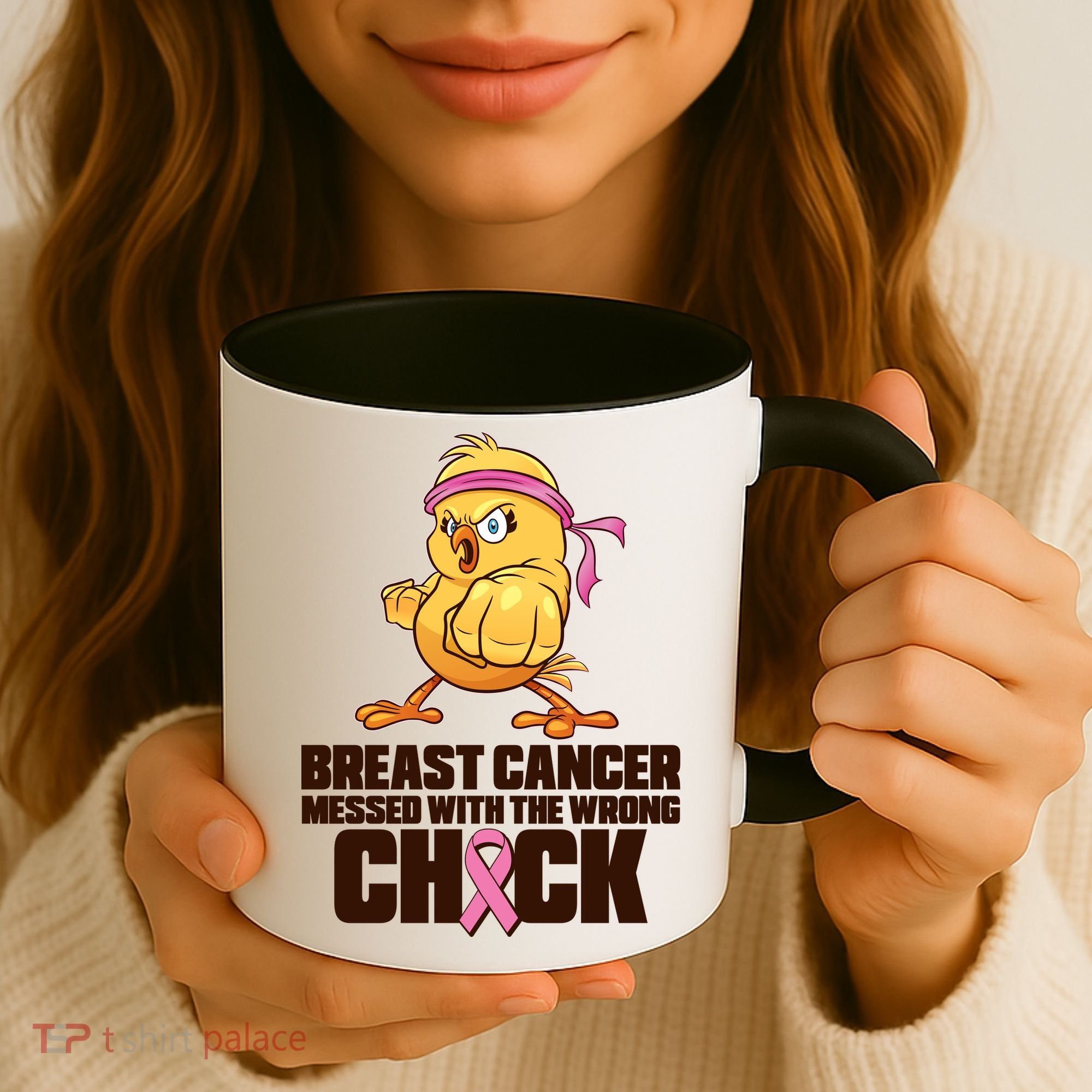 Breast Cancer Messed With The Wrong Chick Funny Coffee Mug